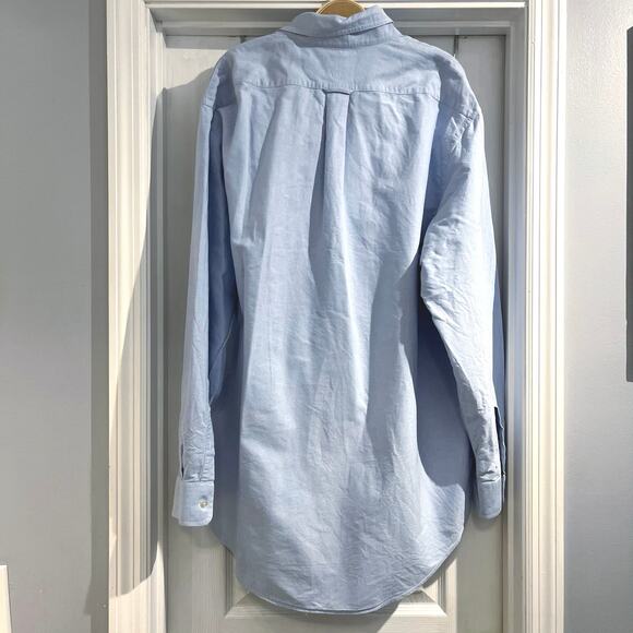 Lands End Men's Blue Supima Hyde Park Button Down Shirt - Picture 2 of 4